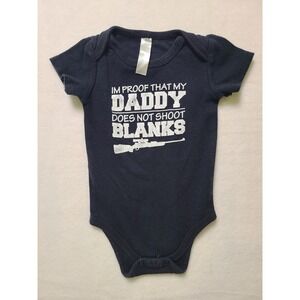 Baby Essentials 6 Months Bodysuit Funny Daddy Shoot Blanks Navy Blue Short Slv